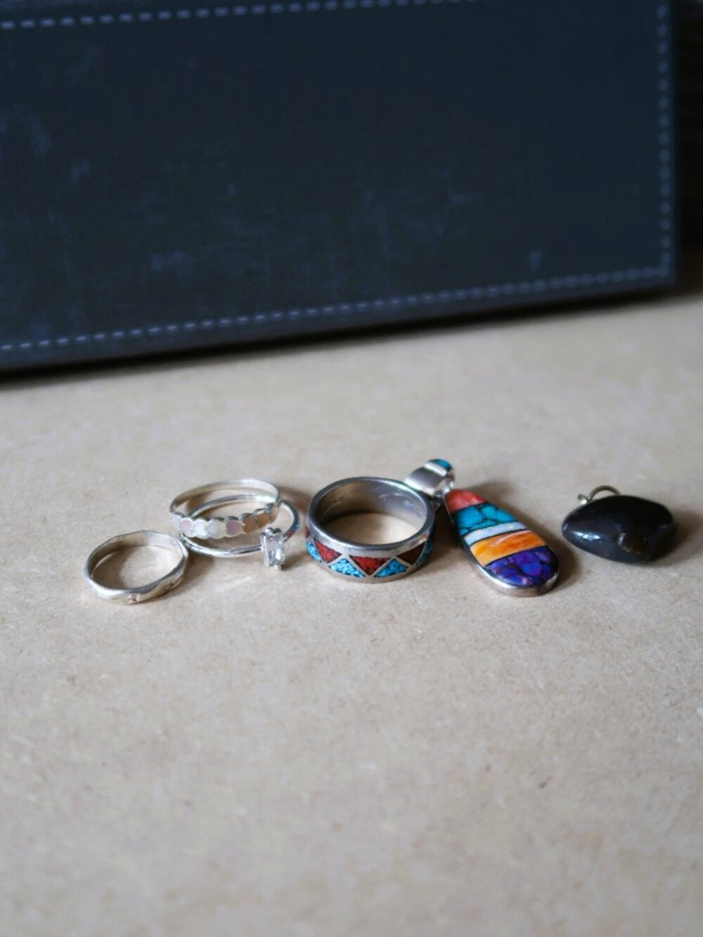 Six Jewelry Makers Mix Bundle 925 Sterling Silver Rings Pendant DIY Tarnished - Picture 11 of 15